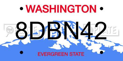 8DBN42 Washington License Plate