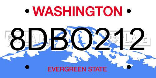8DBO212 Washington License Plate