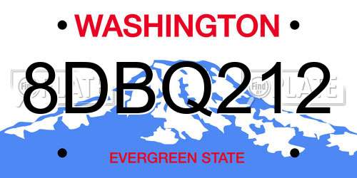 8DBQ212 Washington License Plate