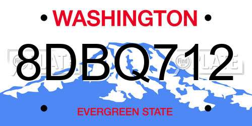 8DBQ712 Washington License Plate