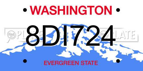 8DI724 Washington License Plate