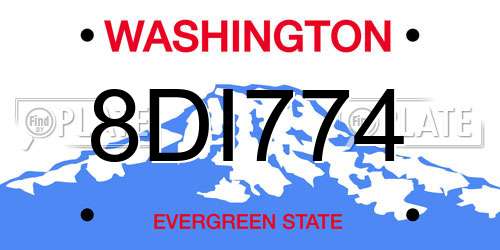 8DI774 Washington License Plate