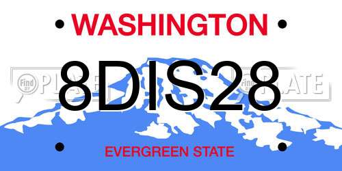 8DIS28 Washington License Plate