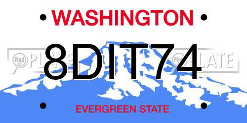 8DIT74 Washington License Plate