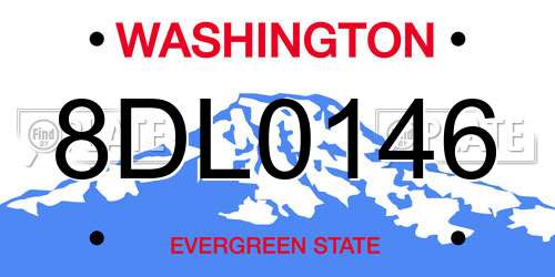 8DL0146 Washington License Plate