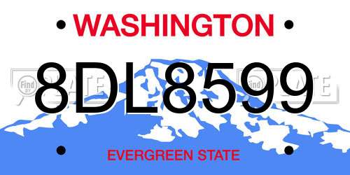 8DL8599 Washington License Plate
