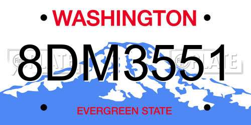 8DM3551 Washington License Plate
