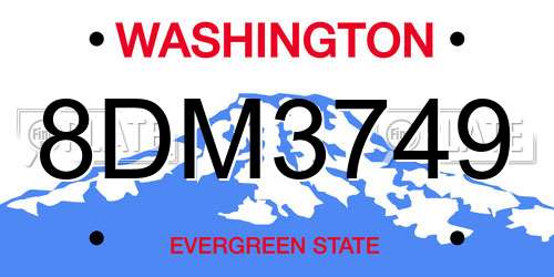 8DM3749 Washington License Plate