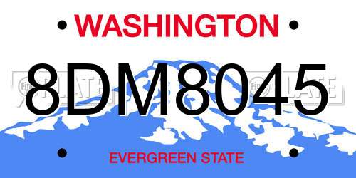 8DM8045 Washington License Plate