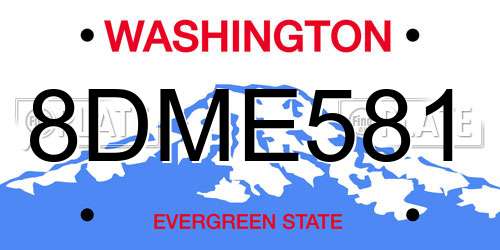 8DME581 Washington License Plate