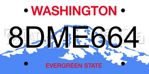 8DME664 Washington License Plate