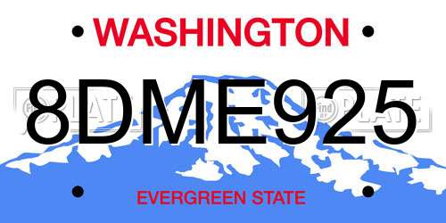 8DME925 Washington License Plate