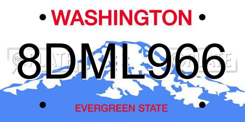 8DML966 Washington License Plate