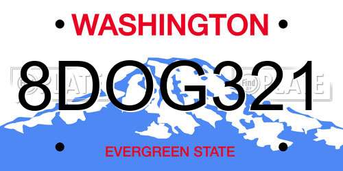 8DOG321 Washington License Plate