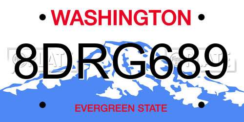 8DRG689 Washington License Plate