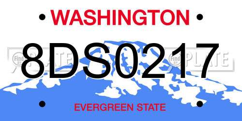 8DS0217 Washington License Plate