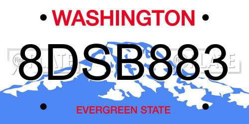 8DSB883 Washington License Plate