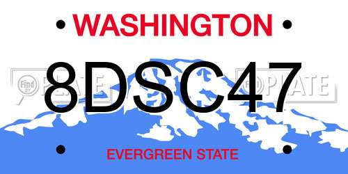 8DSC47 Washington License Plate