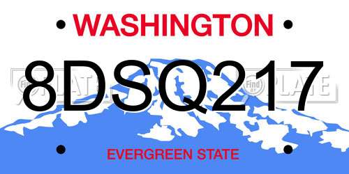 8DSQ217 Washington License Plate