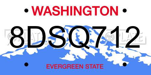 8DSQ712 Washington License Plate