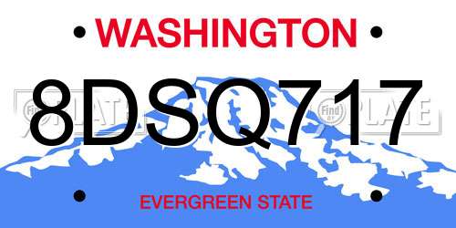 8DSQ717 Washington License Plate