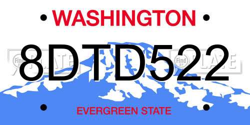 8DTD522 Washington License Plate