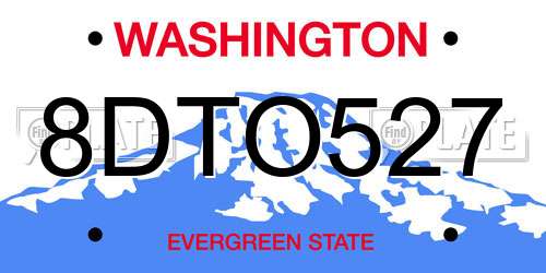 8DTO527 Washington License Plate