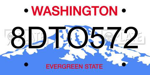 8DTO572 Washington License Plate