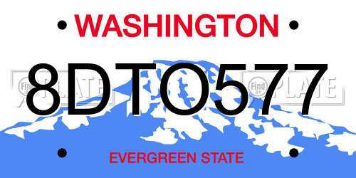 8DTO577 Washington License Plate