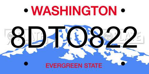 8DTO822 Washington License Plate