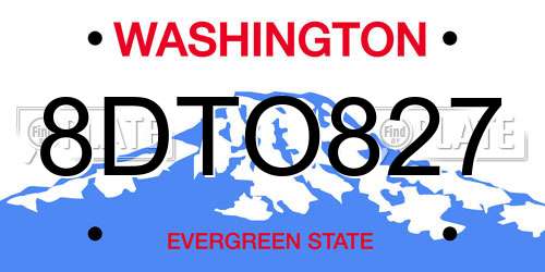 8DTO827 Washington License Plate