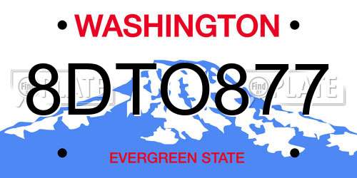 8DTO877 Washington License Plate
