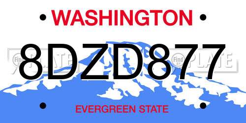 8DZD877 Washington License Plate