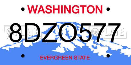 8DZO577 Washington License Plate