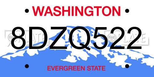 8DZQ522 Washington License Plate
