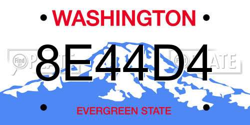 8E44D4 Washington License Plate
