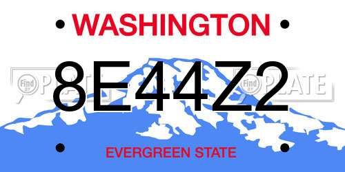8E44Z2 Washington License Plate