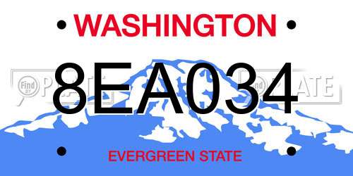 8EA034 Washington License Plate