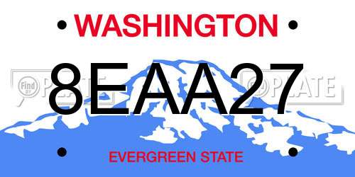 8EAA27 Washington License Plate