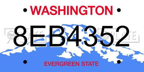 8EB4352 Washington License Plate