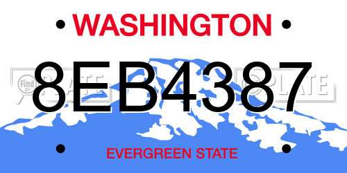 8EB4387 Washington License Plate