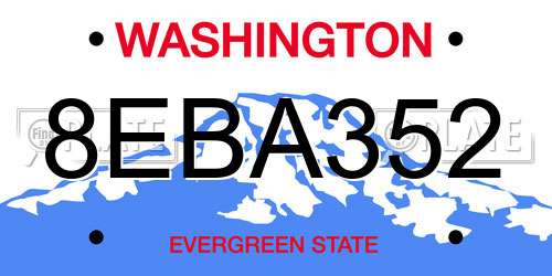 8EBA352 Washington License Plate
