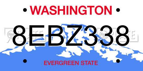 8EBZ338 Washington License Plate