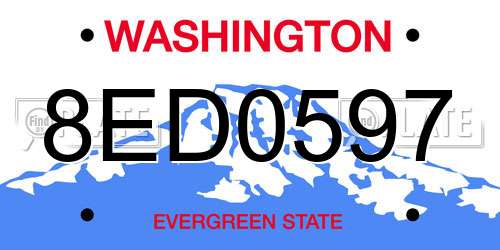8ED0597 Washington License Plate