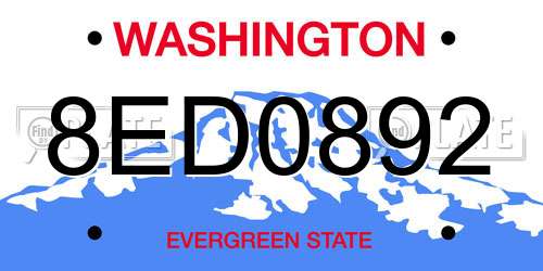 8ED0892 Washington License Plate