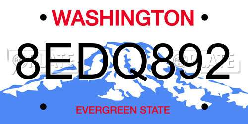 8EDQ892 Washington License Plate