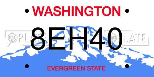 8EH40 Washington License Plate