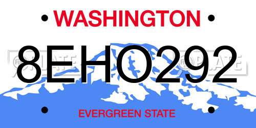 8EHO292 Washington License Plate