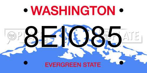 8EIO85 Washington License Plate