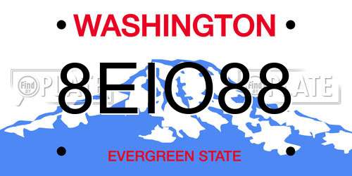 8EIO88 Washington License Plate